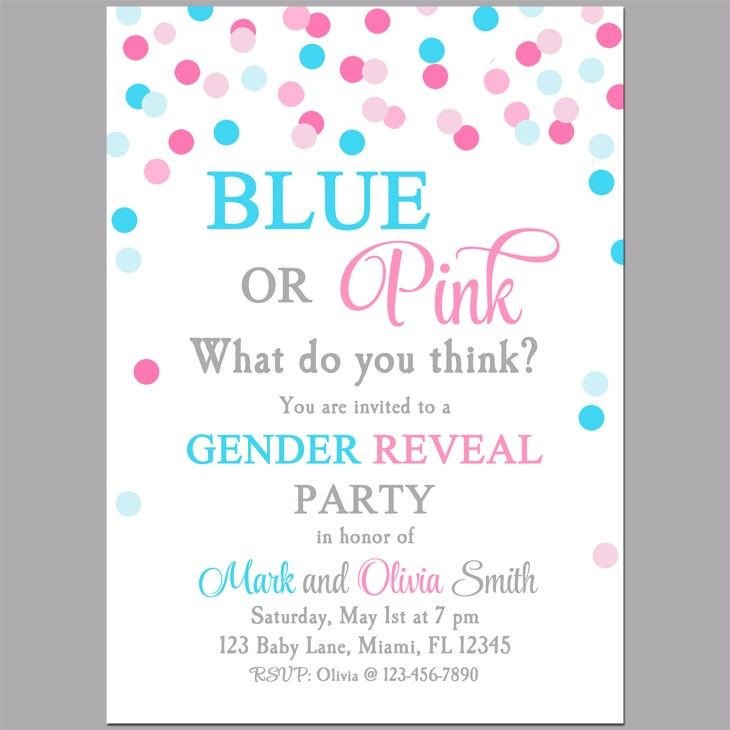 Gender Reveal Invitation Wording Gender Reveal Blue or Pink Party Invitation