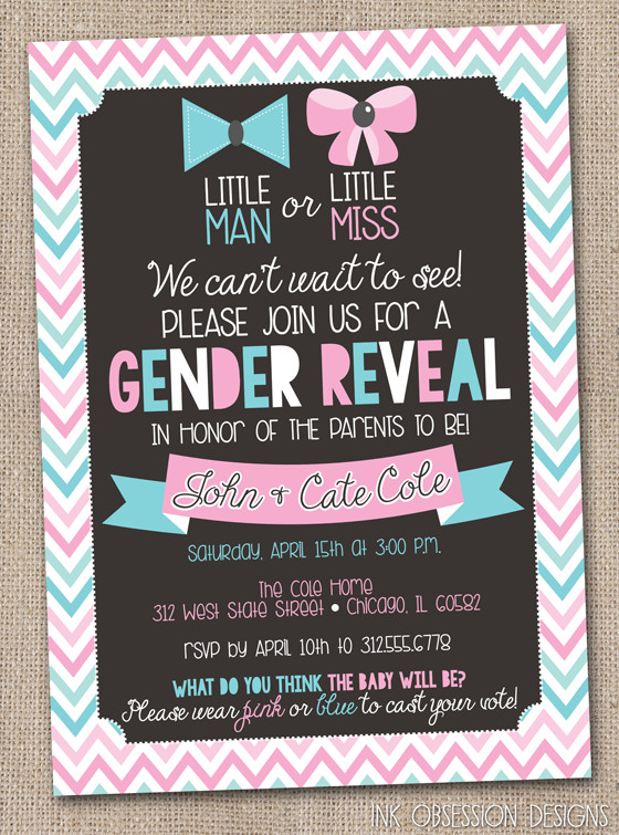 Gender Reveal Invitation Wording Ink Obsession Designs Gender Reveal Party Printable