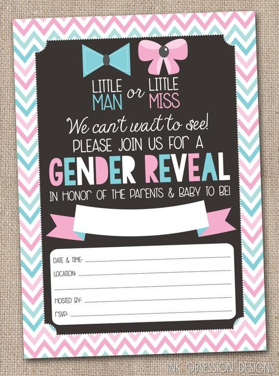 Gender Reveal Invitations Free Gender Reveal Party Invitation Instant by Inkobsessiondesigns
