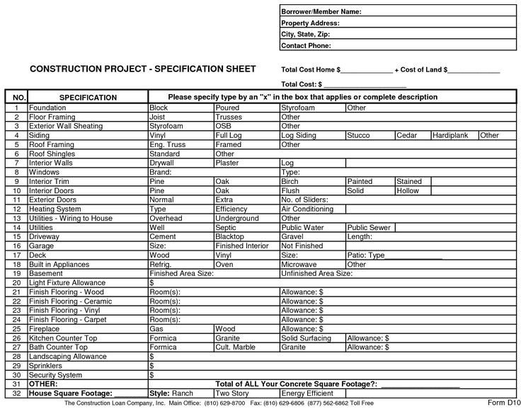 General Contractor Checklist Template New Home Construction Bid Sheet Building