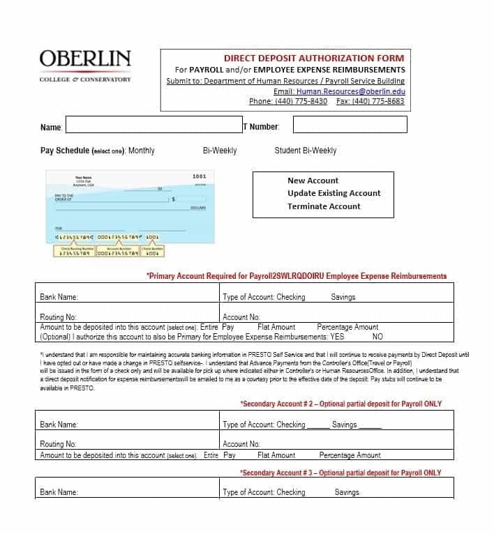 Generic Direct Deposit form 47 Direct Deposit Authorization form Templates Template