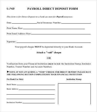 Generic Direct Deposit form Direct Deposit form Template 9 Free Pdf Documents