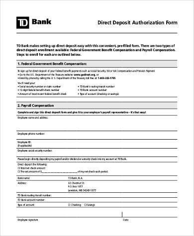 Generic Direct Deposit form Sample Generic Authorization forms 8 Free Documents In Pdf