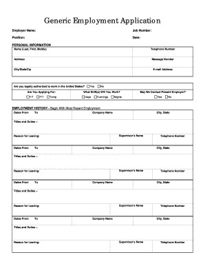 Generic Job Application Template Generic Application Fill Line Printable Fillable