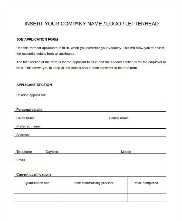 Generic Job Application Template Generic Job Application 8 Free Word Pdf Documents Generic Job Application Template Generic Job Application 8 Free Word Pdf Documents