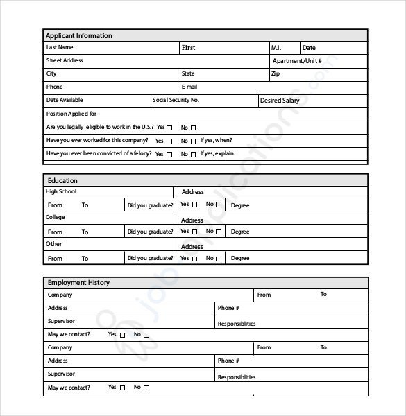 Generic Job Application Template Job Application Template 19 Examples In Pdf Word