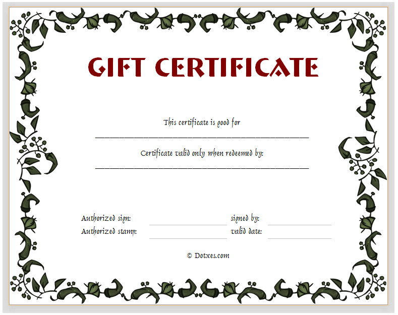Gift Certificate Template Pages Gift Certificate Template Floral Design Dotxes