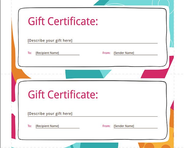 Gift Certificate Template Pages Printable Gift Certificate Templates