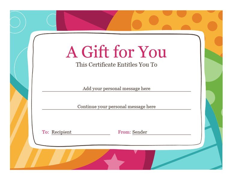 Gift Certificate Template Word Birthday T Certificate Bright Design