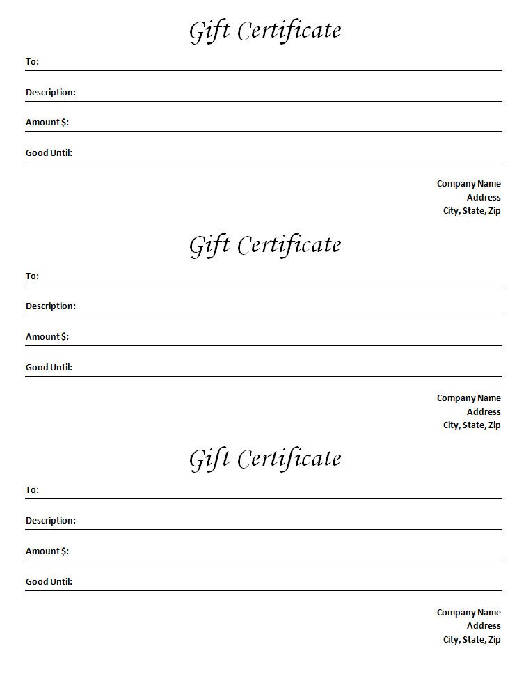 Gift Certificate Template Word Gift Certificate Template Blank Microsoft Word Document