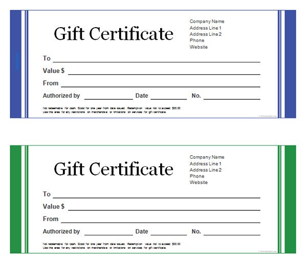 Gift Certificate Template Word Printable Gift Certificate Templates