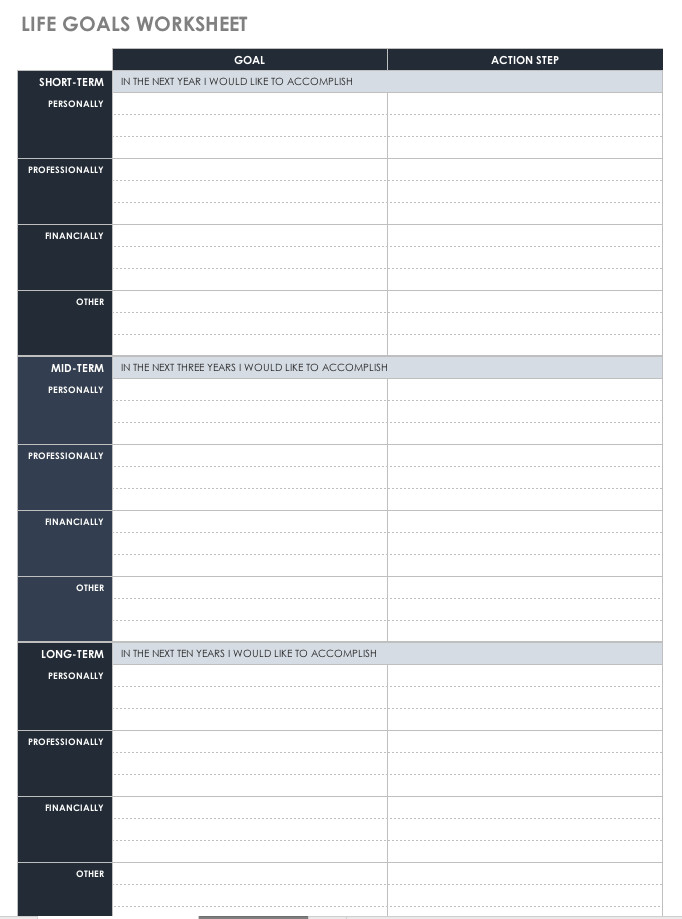 Goals and Accomplishments Template Free Goal Setting and Tracking Templates