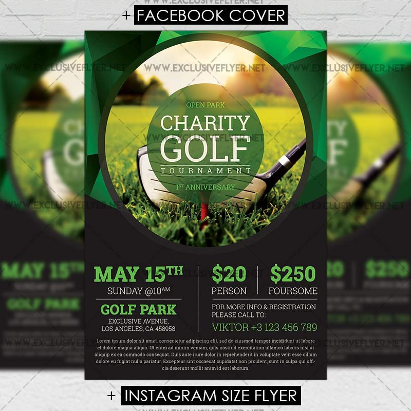 Golf tournament Flyer Template Golf tournament – Premium A5 Flyer Template