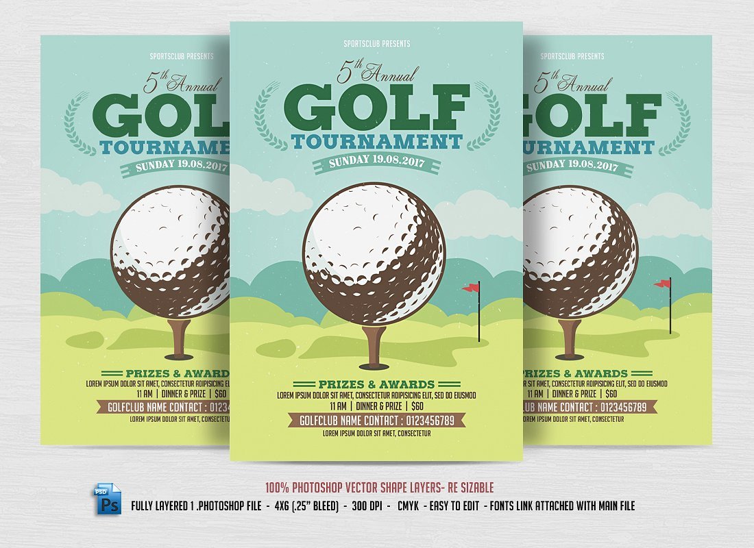 Golf tournament Flyer Templates 24 Sports event Flyers Templates Word Ai Psd Apple