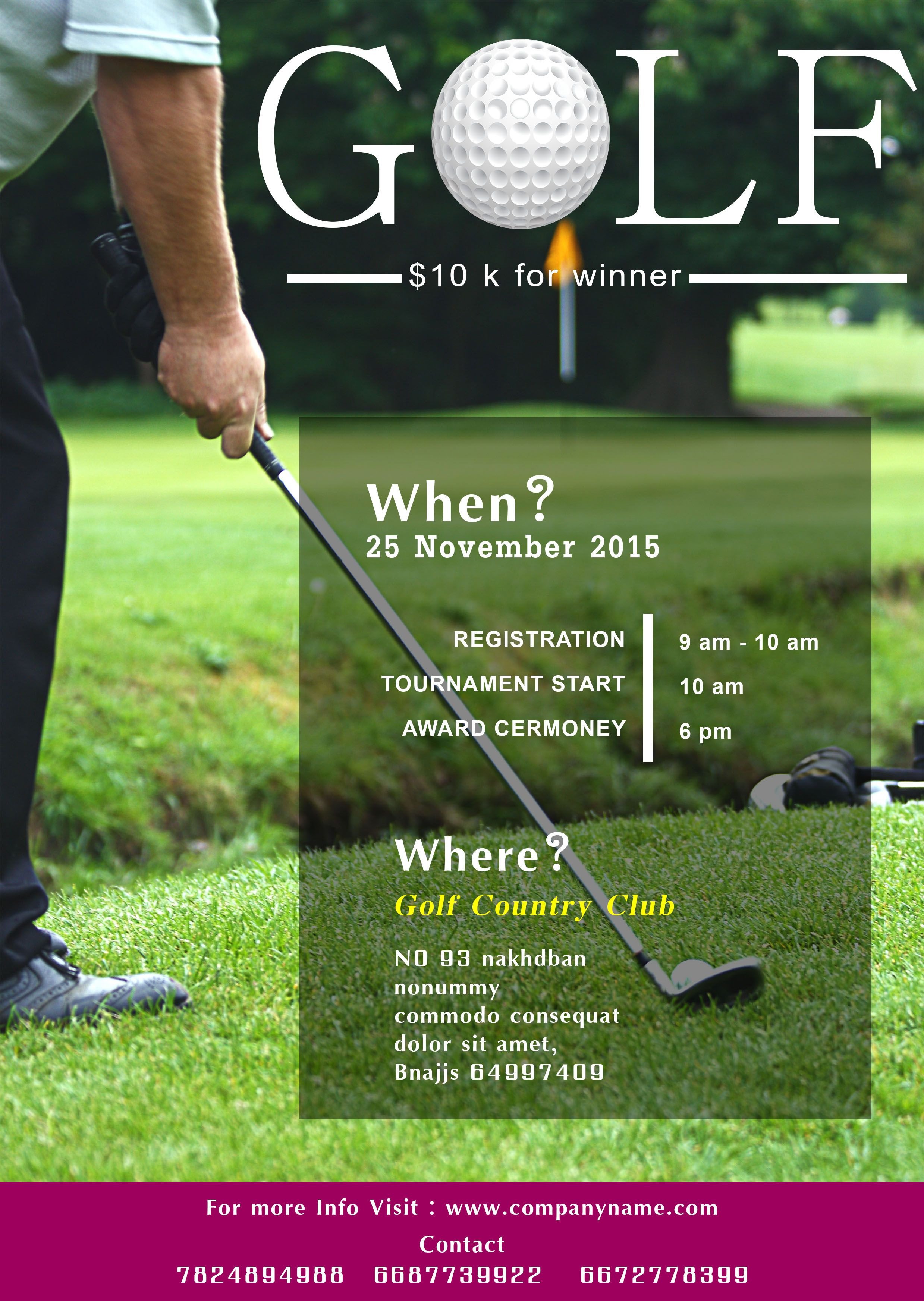 Golf tournament Flyer Templates Golf tournament Flyer Template Free