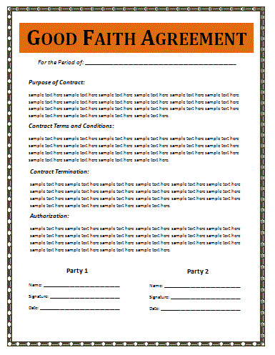 Good Faith Contract Template Agreement Templates