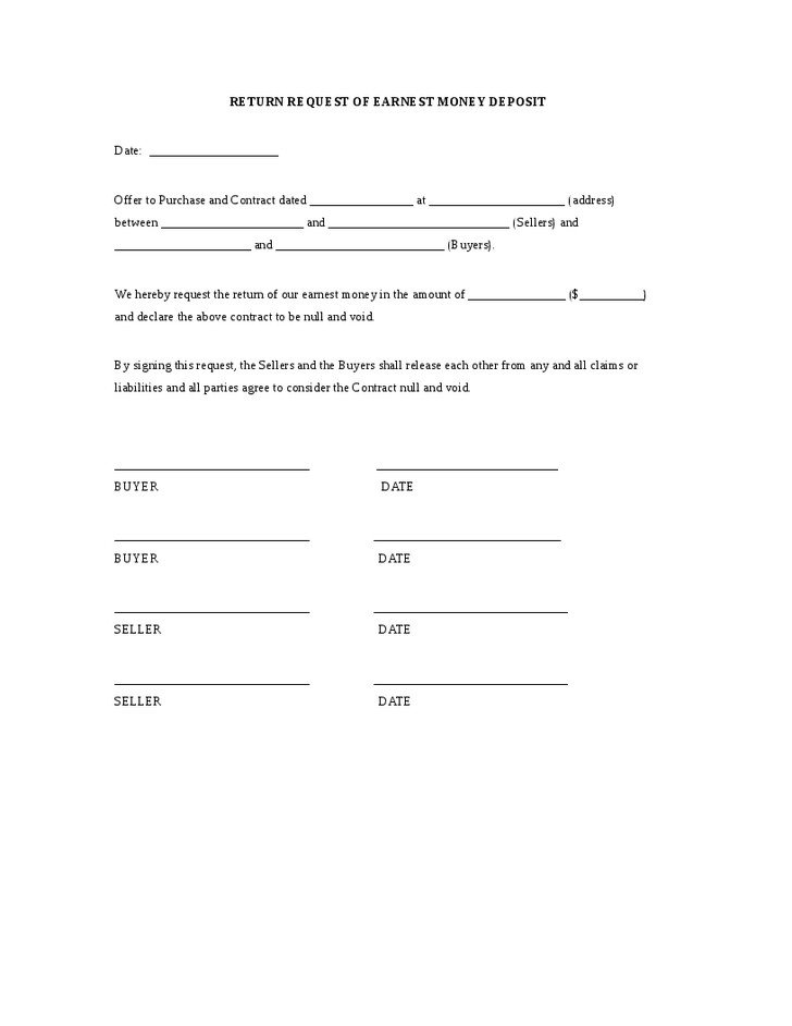 Good Faith Contract Template Good Faith Deposit Agreement form Detail Earnest Money