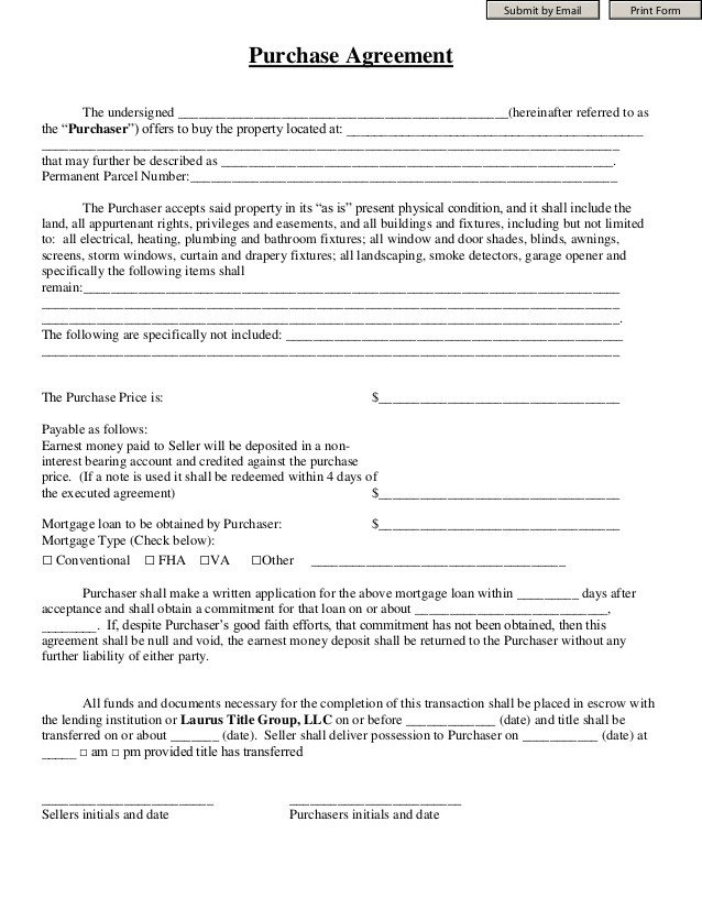 Good Faith Contract Template Purchase Agreement Laurus Title Group