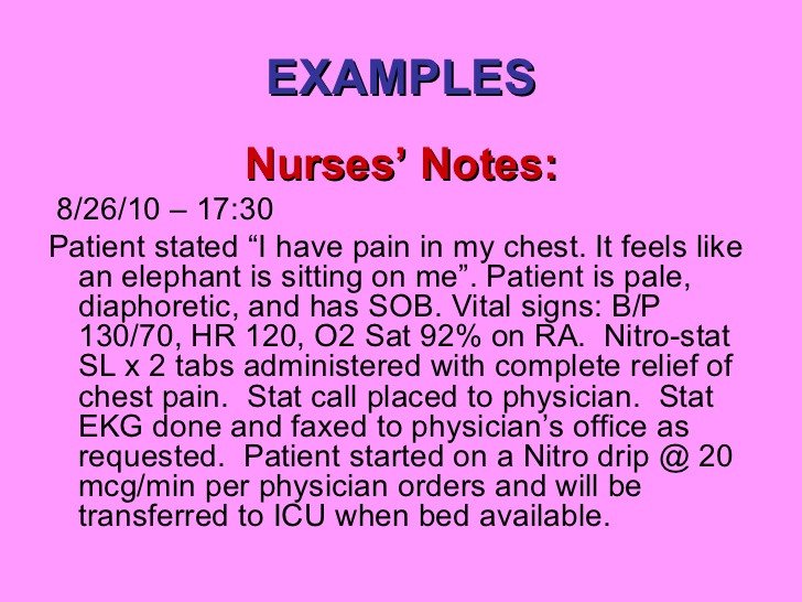Good Nursing Notes Examples Documentation 101 Bmh Tele