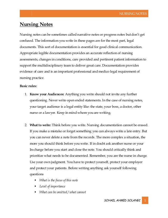 Good Nursing Notes Examples Nursing Notes