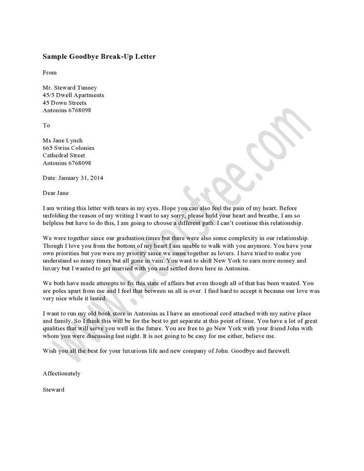 Goodbye Break Up Letter 1000 Images About Sample Break Up Letter On Pinterest