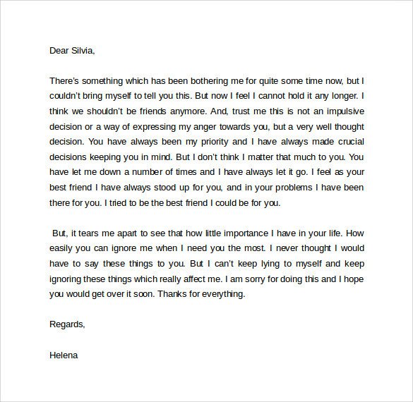 Goodbye Break Up Letter Sample Breakup Letter 9 Documents In Pdf Word