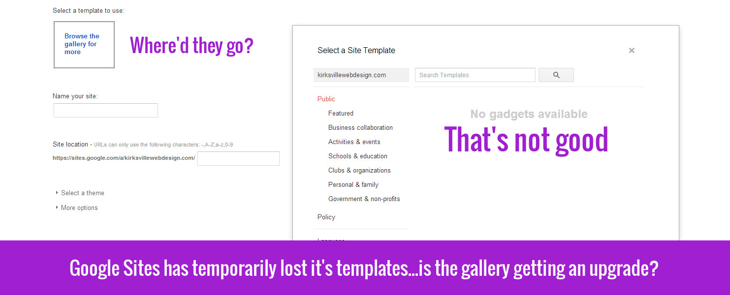 Google Sites Template Gallery Web Design with Google Sites Bug Report Slow or Non