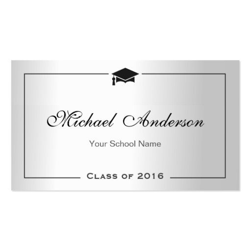 Graduation Name Card Template Graduation Name Card Namecard Silver Metallic Look