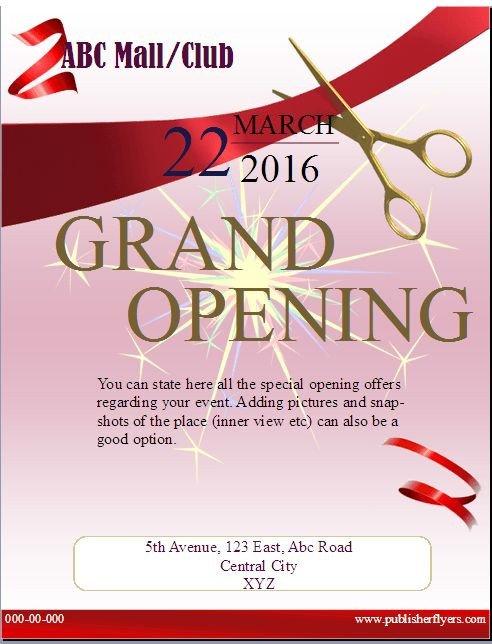 Grand Opening Flyer Template Free 20 Best Publisher Flyers Images On Pinterest