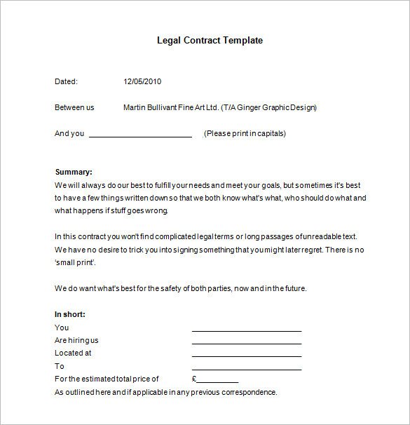 Graphic Design Contract Template 12 Legal Contract Templates Word Pdf Google Docs
