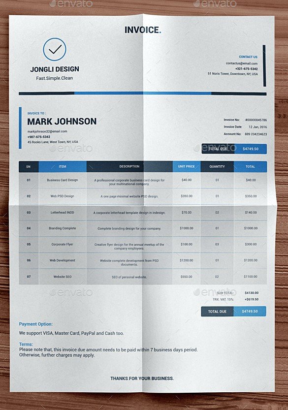 Graphic Design Invoice Template Indesign Indesign Invoice Template