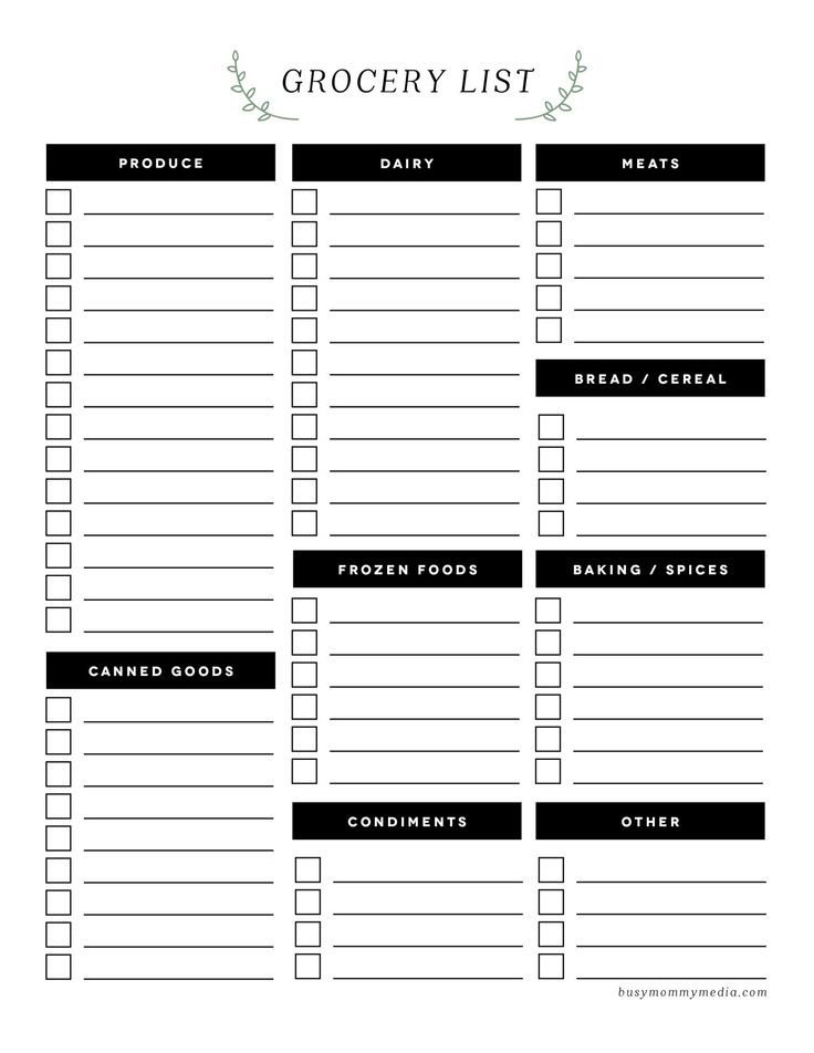 Grocery List Template Free 28 Free Printable Grocery List Templates
