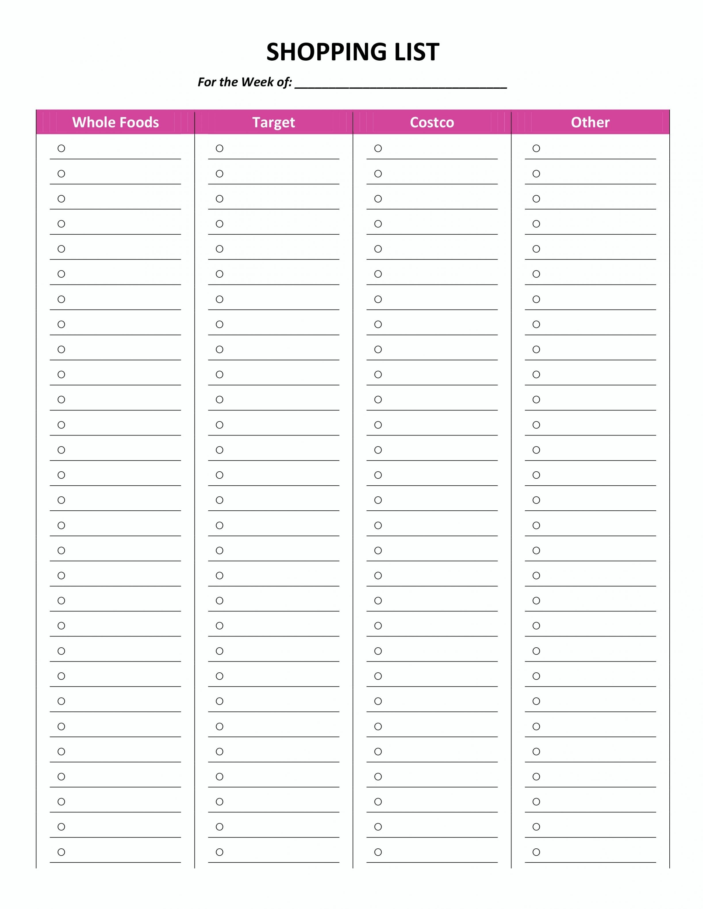 Grocery List Template Free Free Printable Grocery List Template Excel Word