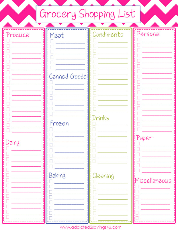 Grocery List Template Free Free Printable Grocery Shopping List Addicted 2 Savings