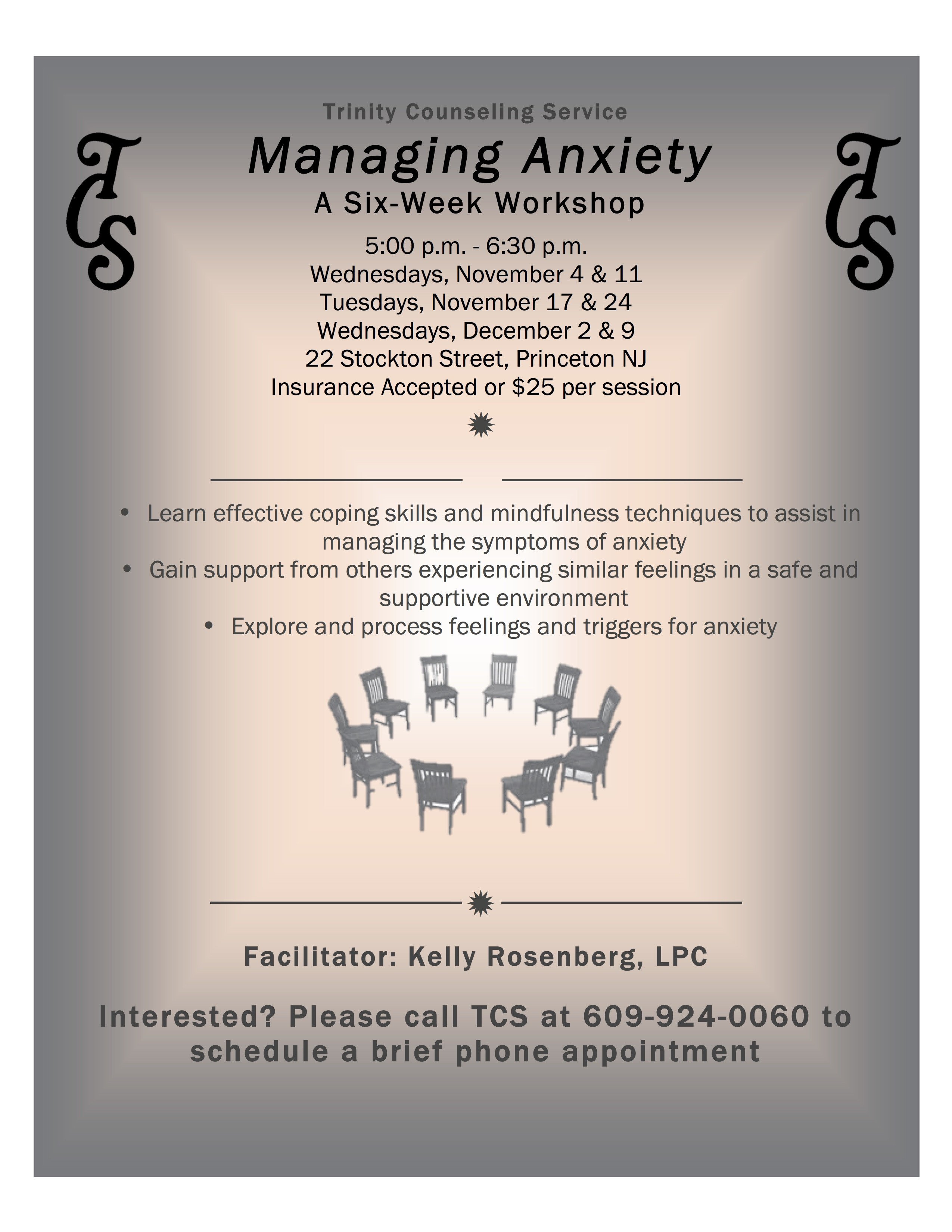 Group therapy Flyers Managing Anxiety A 6 Week Workshop