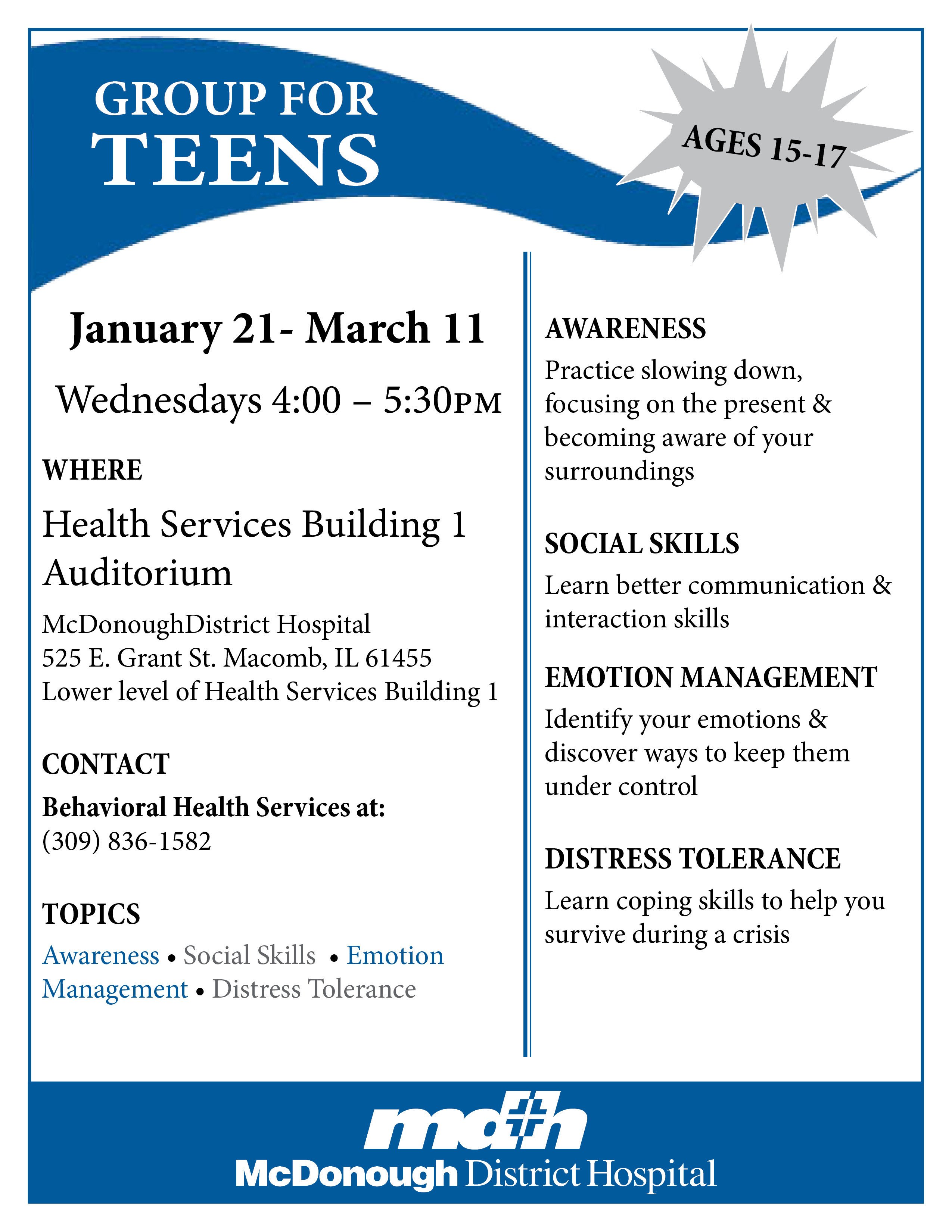 Group therapy Flyers Mcdonough District Hospital