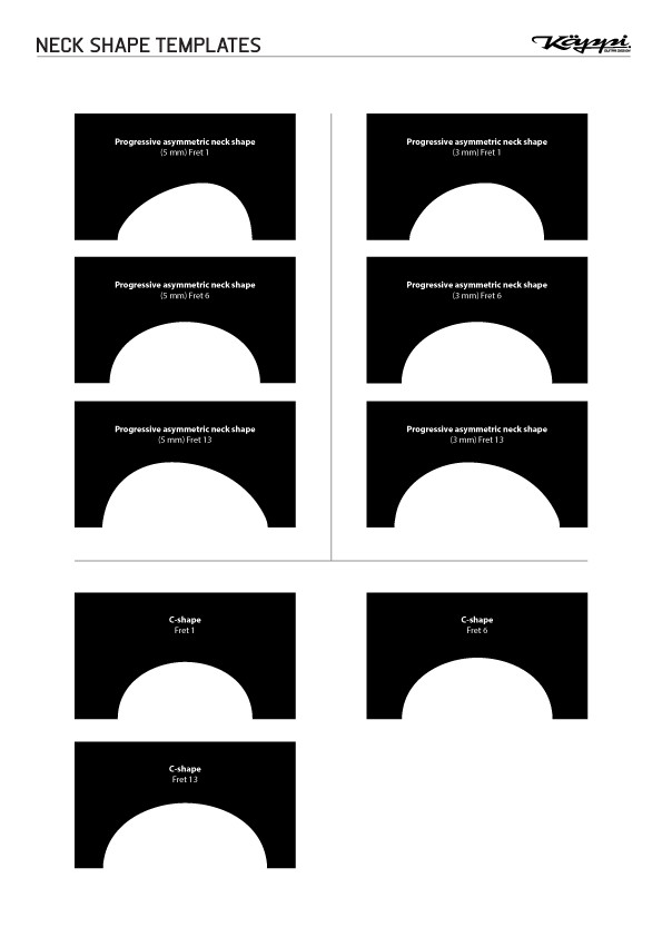 Guitar Neck Profile Template Neck Shape Metrics & Templates – Käppi Guitars