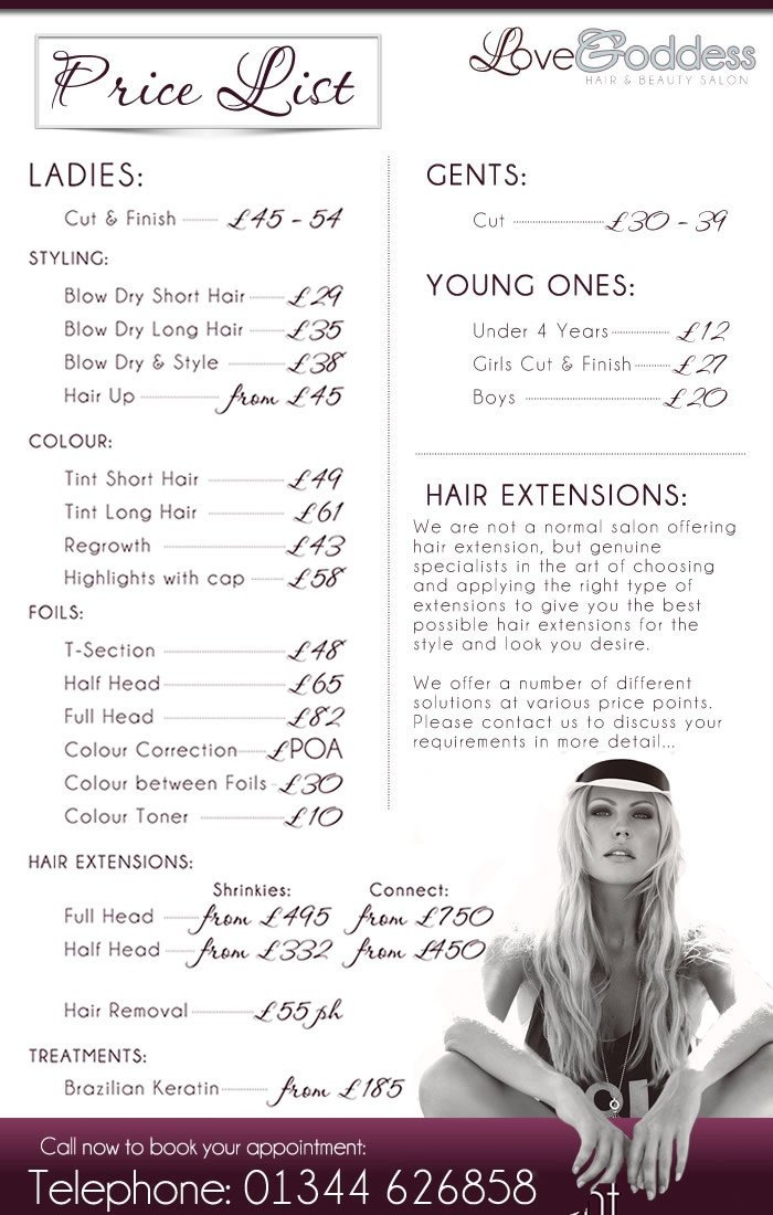 Hair Salon Price List Template 78 Best Images About Salon Pricing On Pinterest