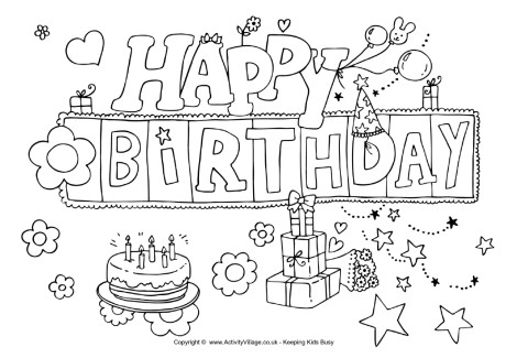 Happy Birthday Coloring Pages Happy Birthday Colouring Page