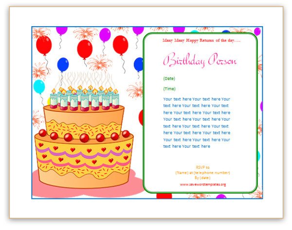 Happy Birthday Template Word Birthday Card Template
