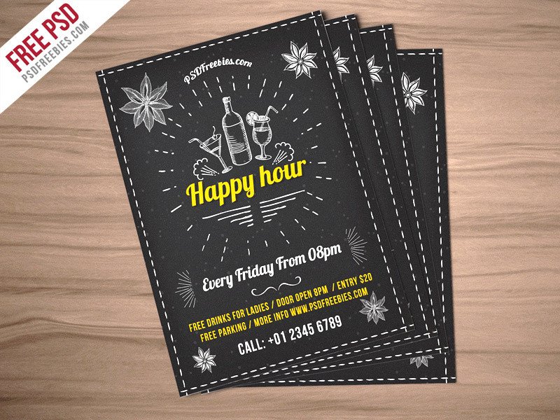 Happy Hour Invitation Template Freebie Happy Hour Party Invitation Flyer Free Psd by