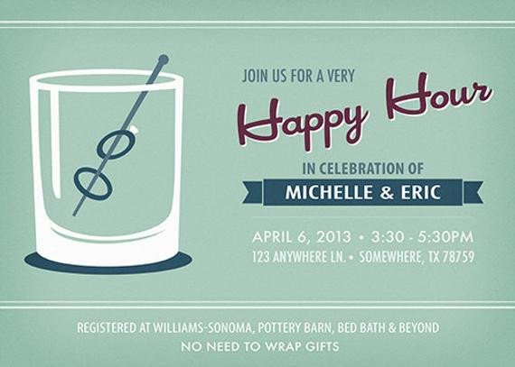 Happy Hour Invitation Template Happy Hour Wedding Shower Invitation Printable by