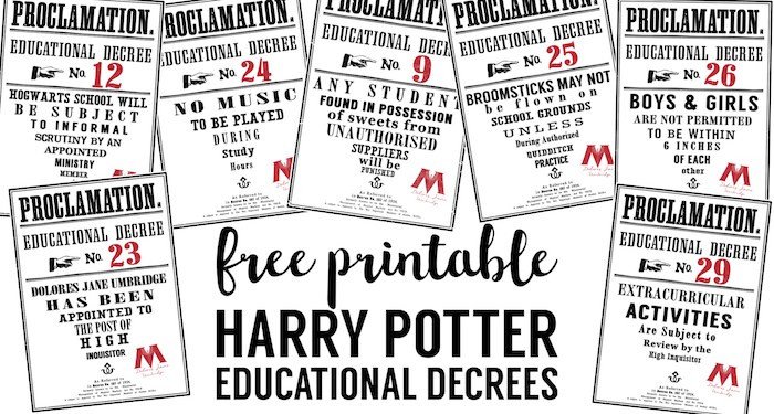 Harry Potter Proclamation Template Harry Potter Educational Decrees Free Printables Paper