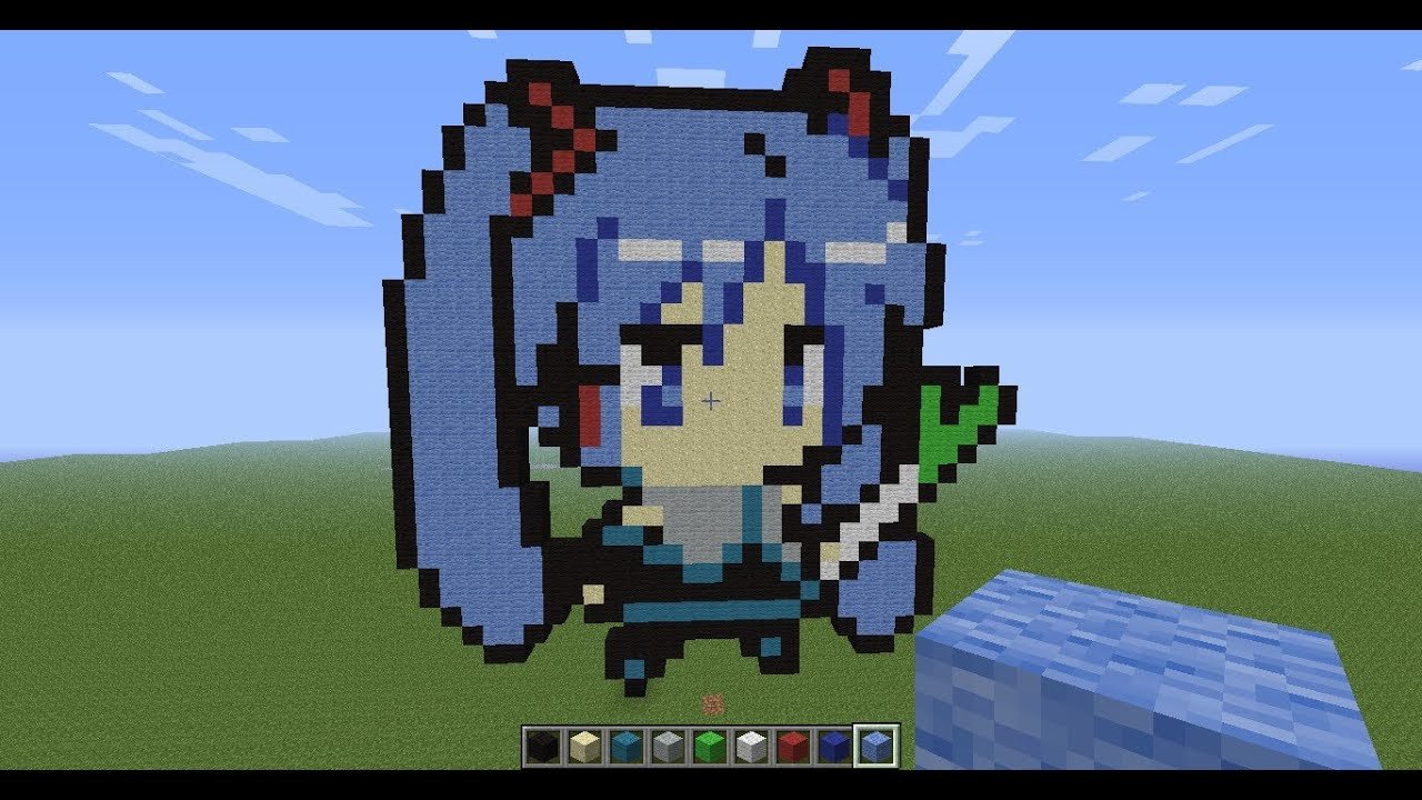 Hatsune Miku Pixel Art Grid Hatsune Miku Chibi ♥ Minecraft Pixel Art