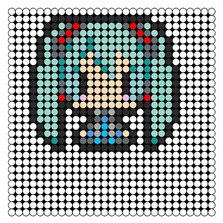 Hatsune Miku Pixel Art Grid Hatsune Miku Perler Bead Pattern Diy