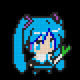 Hatsune Miku Pixel Art Grid Hatsune Miku Sprite Fuse Bead