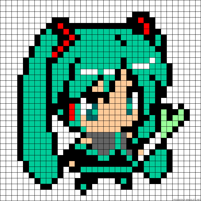 Hatsune Miku Pixel Art Grid Hatsune Miku Vocaloid Perler Bead Pattern