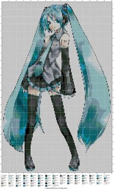 Hatsune Miku Pixel Art Grid Mami tomoe Puella Magi Madoka Magica Perler Pattern by