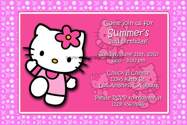 Hello Kitty Birthday Invitation Hello Kitty Birthday Invitations