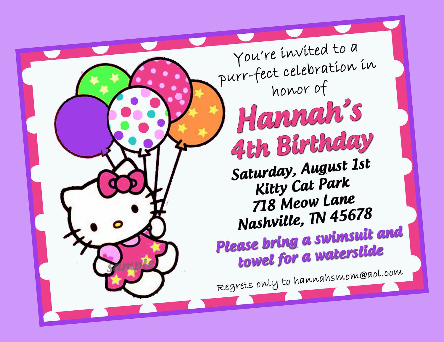 Hello Kitty Birthday Invitation Hello Kitty Invitation Printable